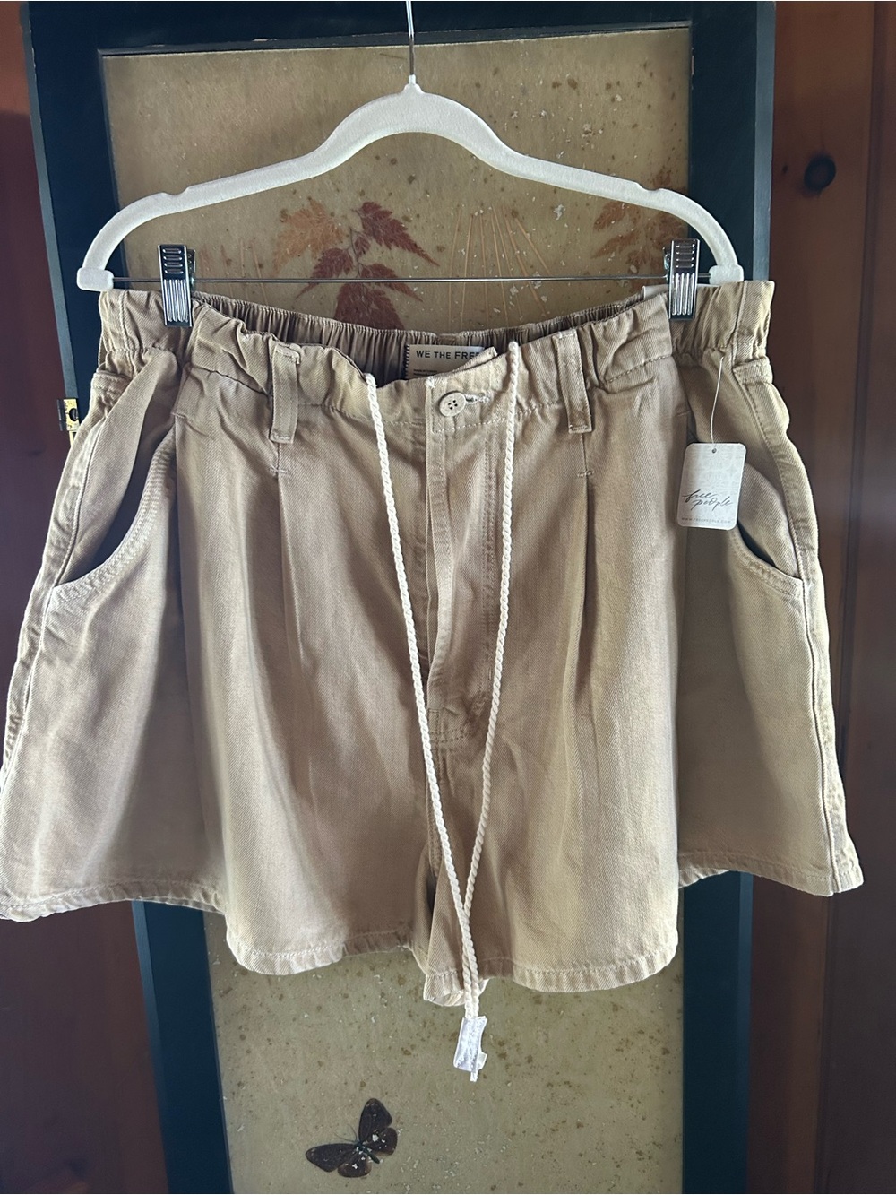 We The Free Casual Drawstring Bermuda Shorts in Tan